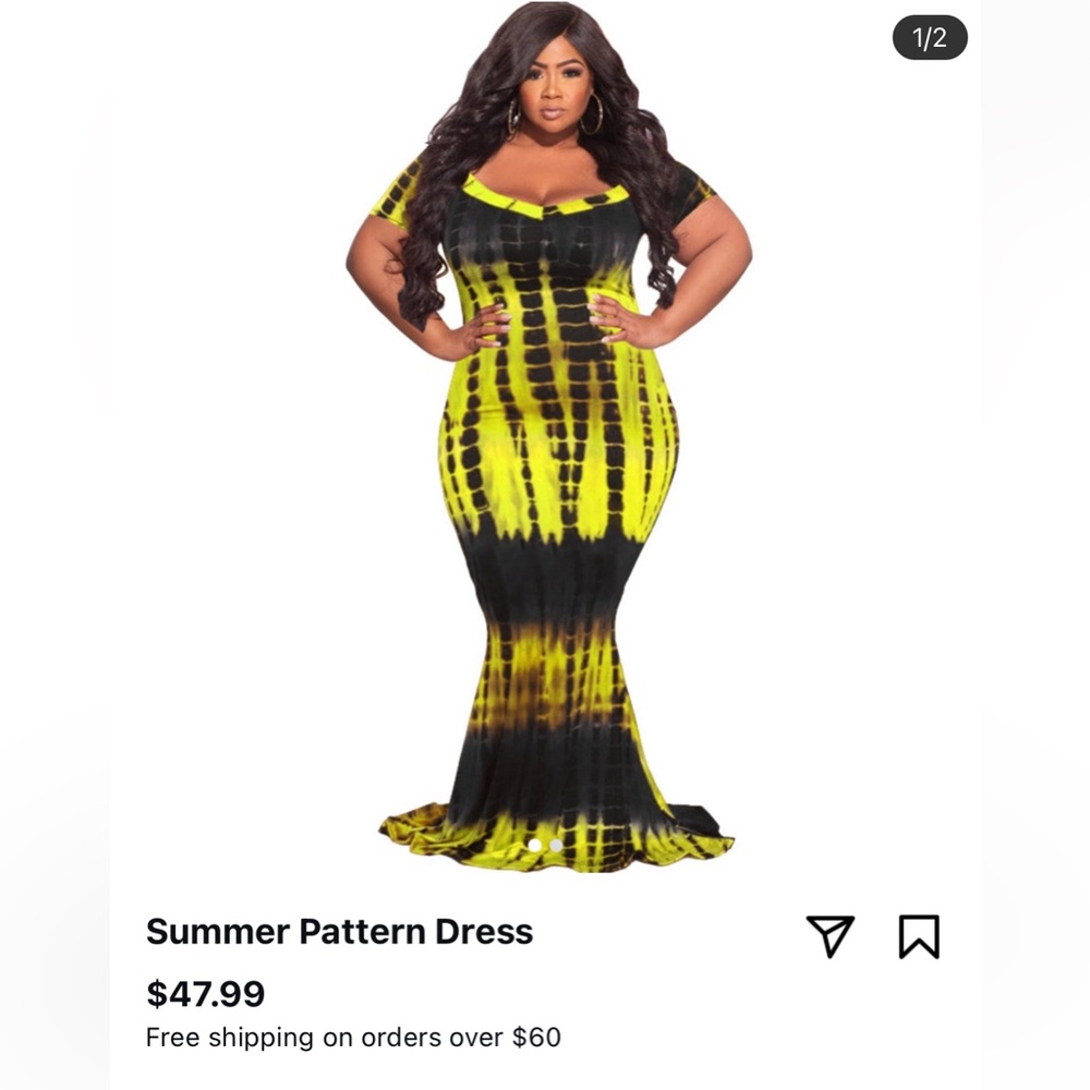 Summer pattern dress from Coffee Phirst Boutique size XL